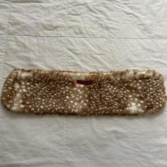 Anna Sui Dollygirl Bambi deer print faux fur neck scarf black gold jewel pins - Picture 7 of 7